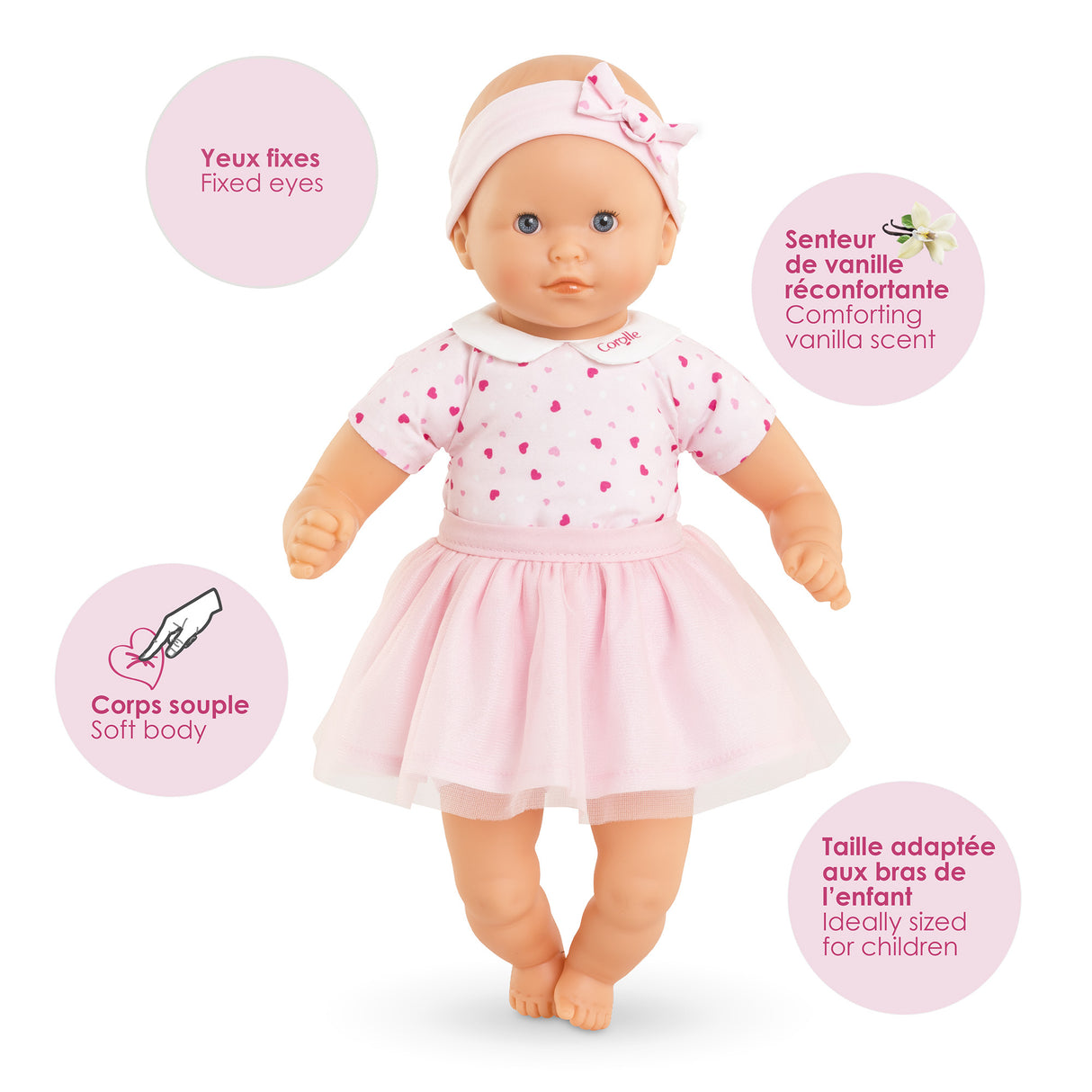 Poupon - COROLLE - Mon Adorable Petit Poupon Coeurs - 30 cm - des 12 mois