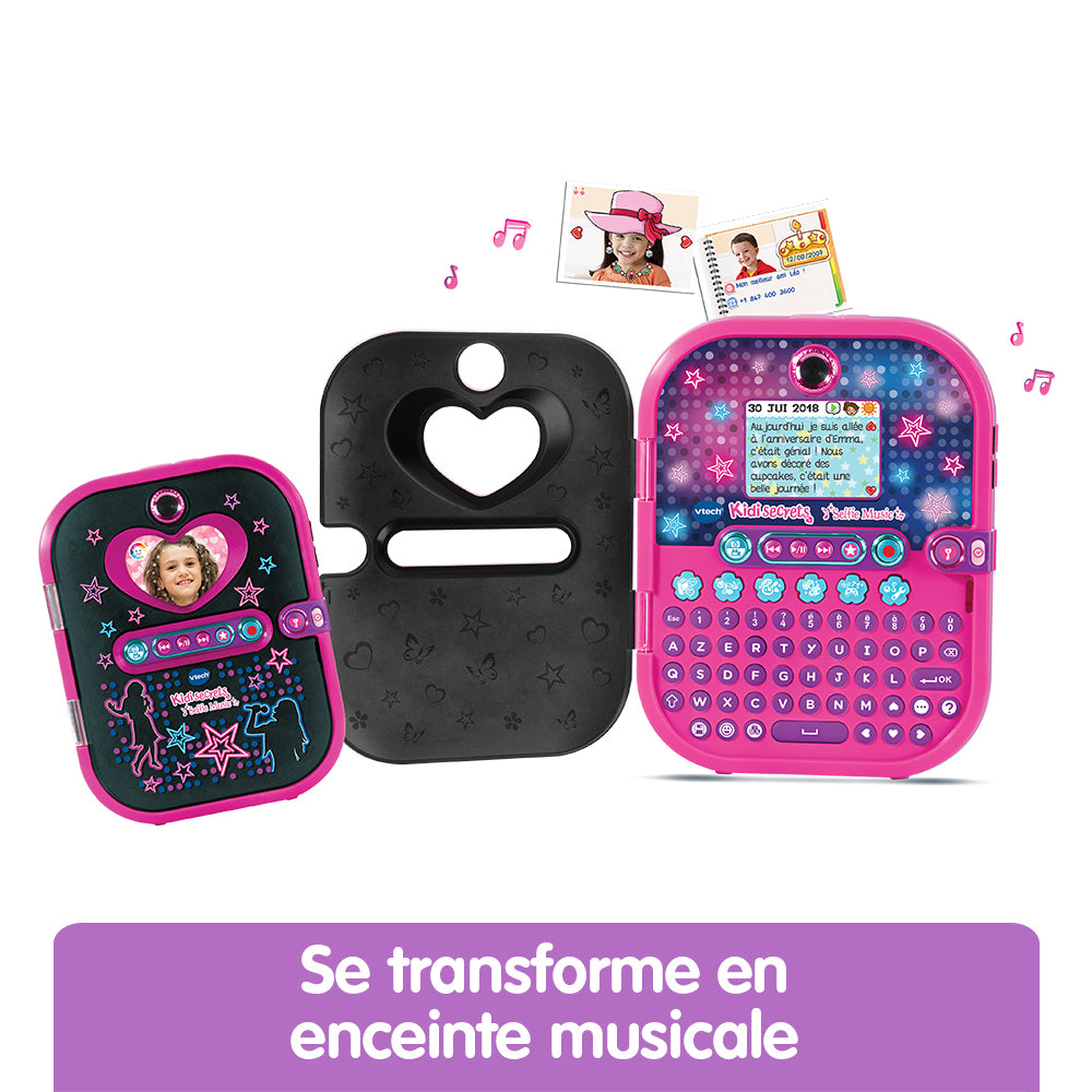Agenda électronique VTECH Kidisecrets Selfie Music Noir avec lecteur MP3 pour filles de 6 a 12 ans