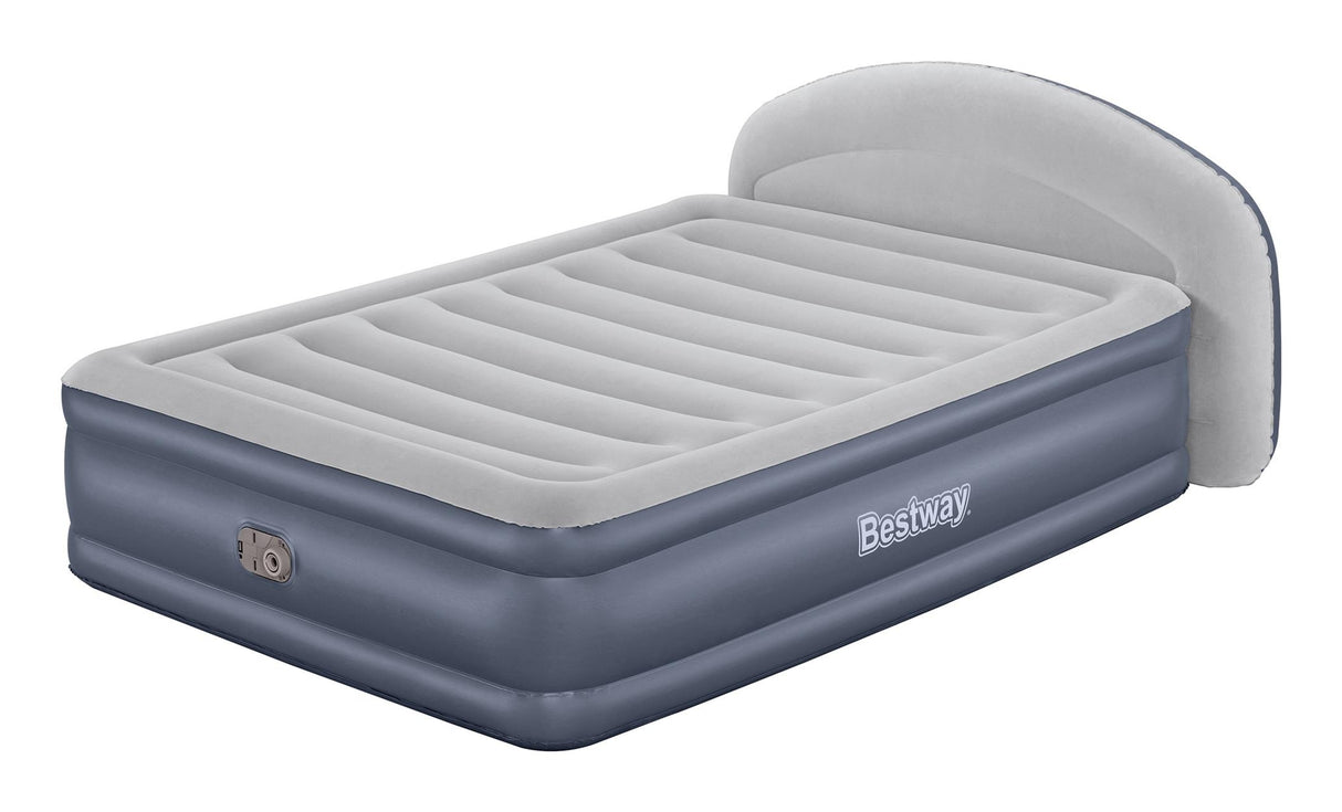 Matelas gonflable - BESTWAY - 671BD Queen - Pompe électrique intégrée - Tete de lit LoungeLux - Tritech durable