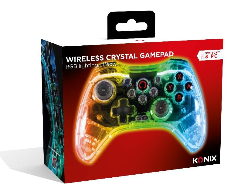 Konix - Manette sans fil Crystal Nintendo Switch, Switch OLED, PC et PS4