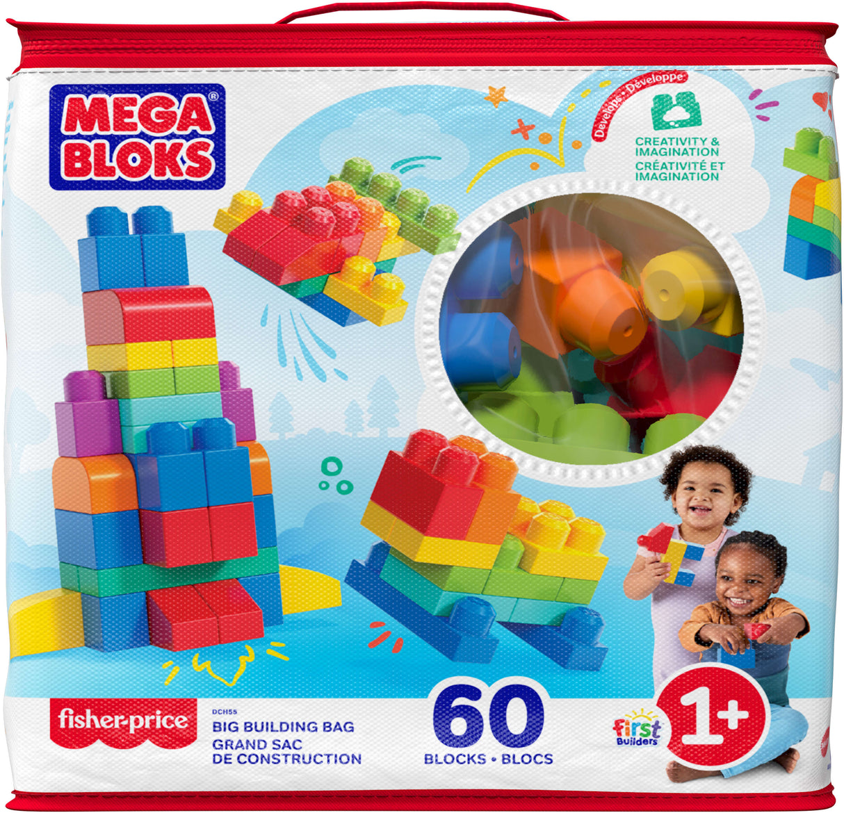 Mega Bloks - Sac Medium Classique 60 briques - Briques de construction - 12 mois et + DCH55