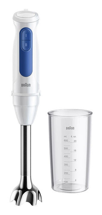 Mixeur plongeant - BRAUN - MultiQuick MQ30001M - 900 W - 2 vitesses - Blanc / Bleu