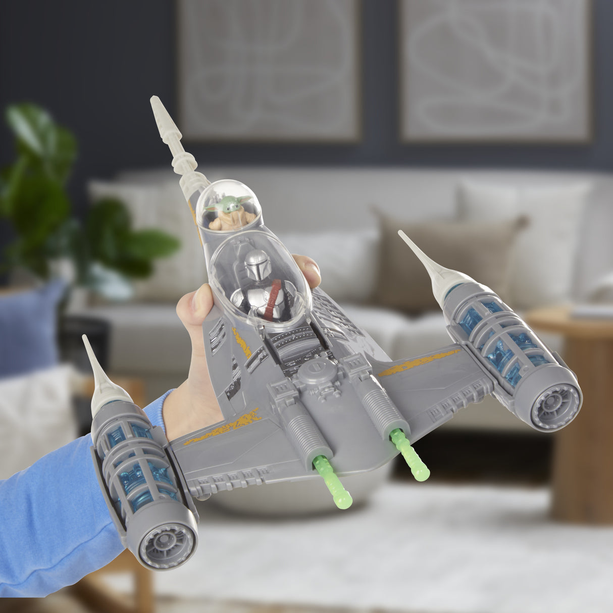 Vaisseau The Mandalorian's N-1 Starfighter, figurines Grogu et Mandalorien de 10 cm, jouet pour enfant des 4 ans, Star Wars Epic Her