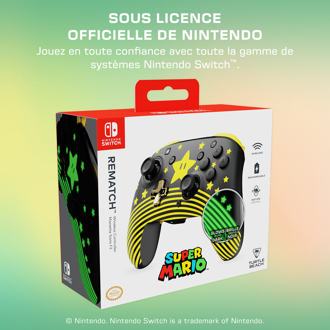 Manette gaming sans fil pour Nintendo Switch™ - TURTLE BEACH - TBC-8101-75 - Rematch™ Super Mario Star