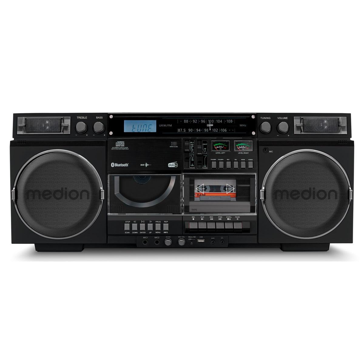 Ghetto Blaster - MEDION - Vintage - DAB+ - CD/Cassette/USB/MP3 - 2x10W RMS - Noir