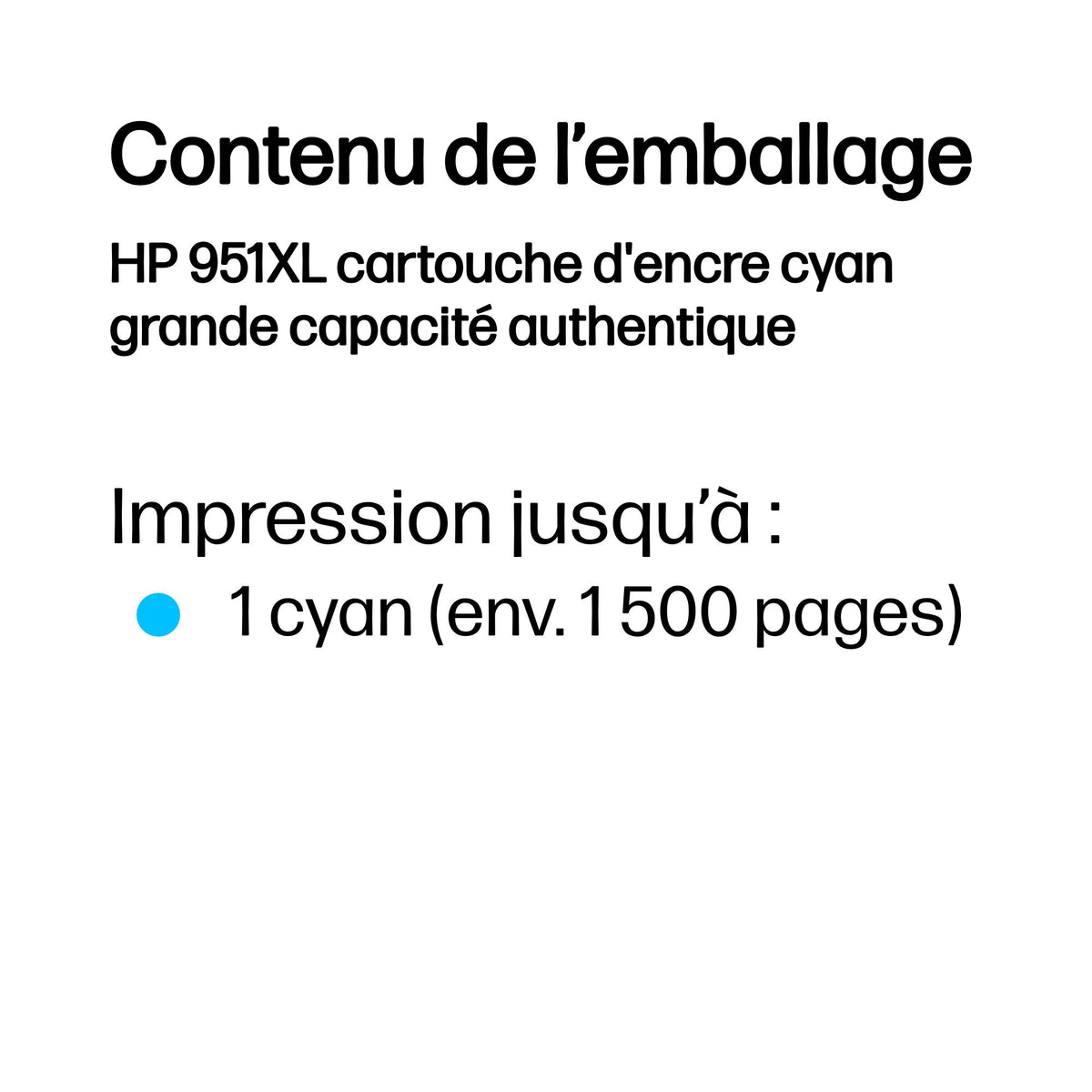 HP 951XL Cartouche d'encre cyan grande capacité authentique (CN046AE) pour HP OfficeJet Pro 251dw/276dw/8100/8600