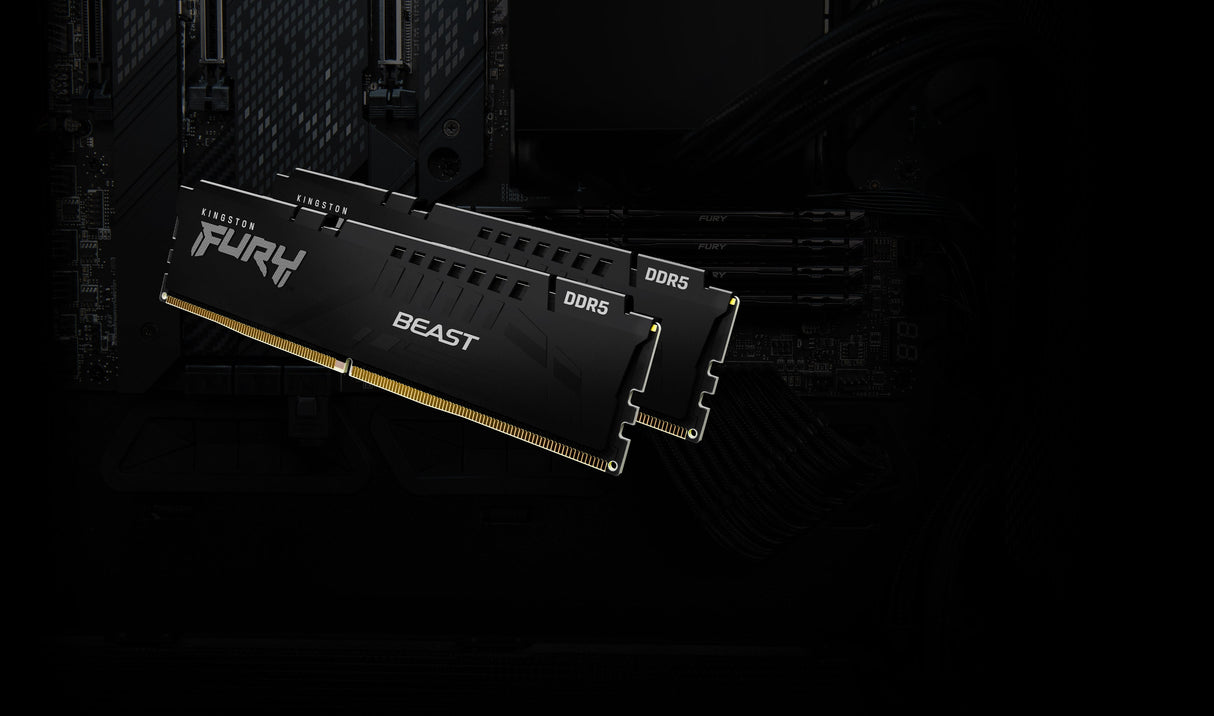 Kit Barrettes mémoire 32Go (2x16Go) DIMM DDR5 Kingston Fury Beast 5200MHz (Noir)