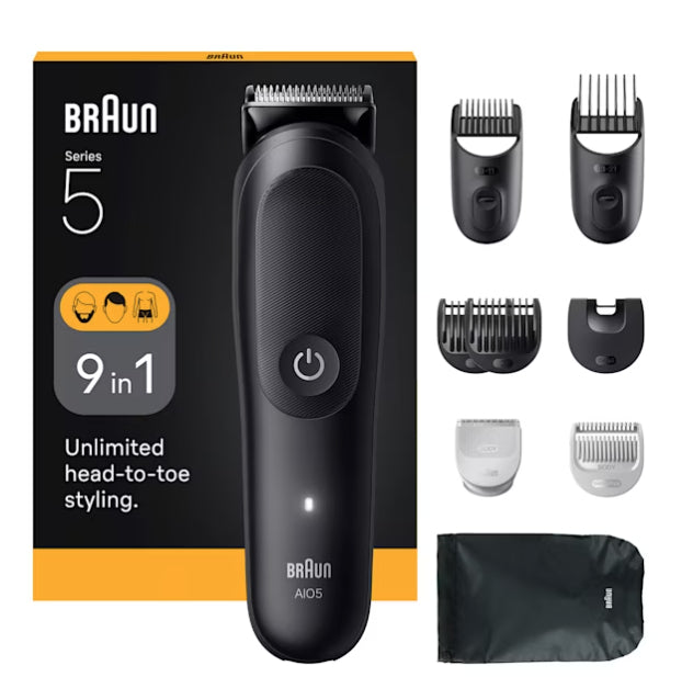Tondeuse cheveux et barbe - Série 5- BRAUN - AIO5540 - 120 min - 14 réglages - Noir