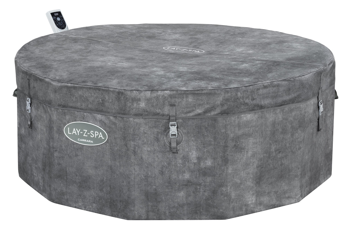 Spa semi rigide BESTWAY - Lay-Z-Spa Carrara - 140 airjets - 170 x 65 cm - 4 a 6 places - Rond (couverture, cartouche, 4 appuie-tete)