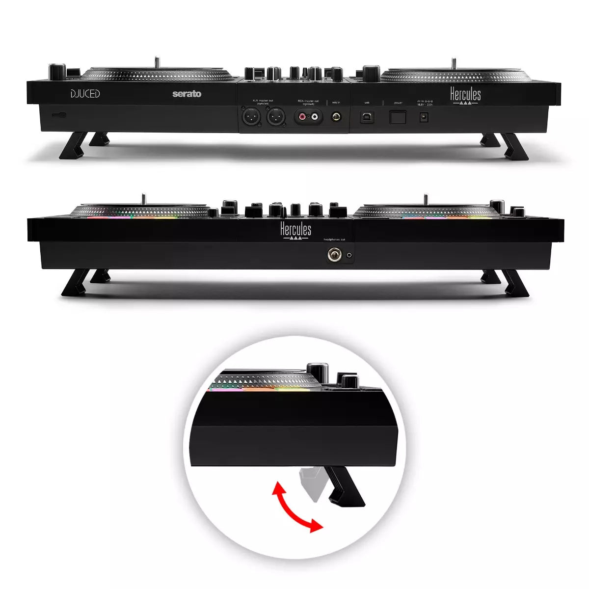 HERCULES DJCONTROL INPULSE T7 - Contrôleur DJ motorisé noir avec deux platines
