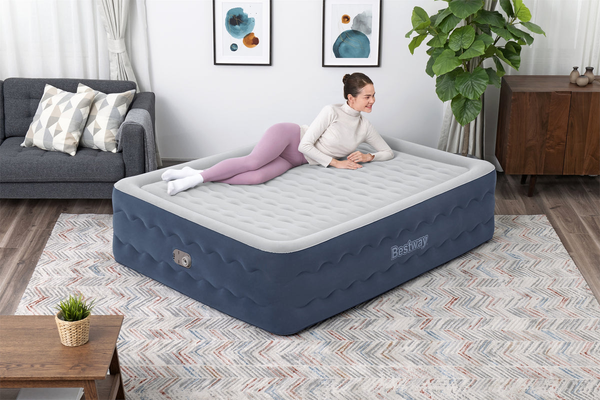 BESTWAY Bestway Lit gonflable 2 places TruLeisure pompe électrique intégrée 203x152x51cm