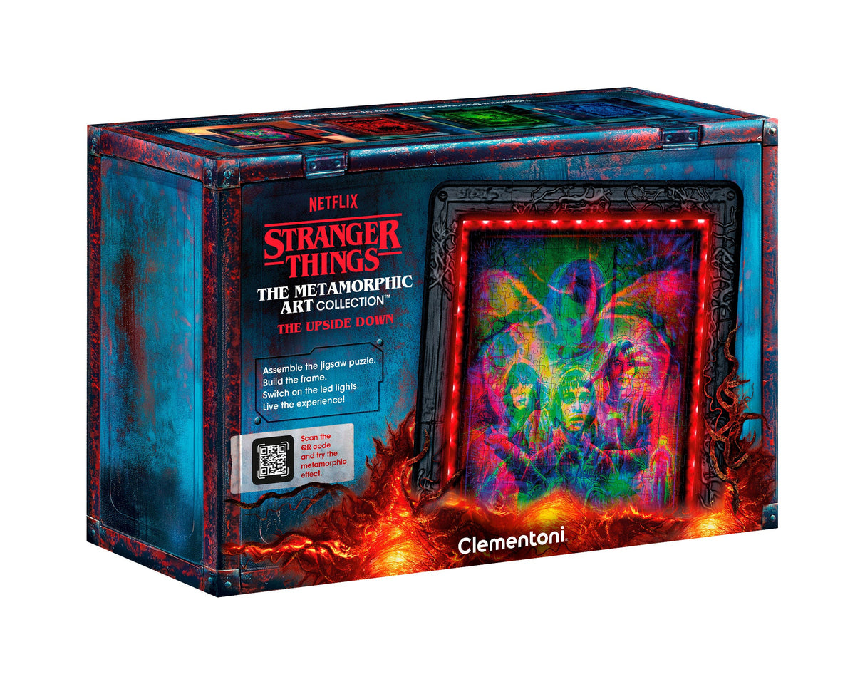 Puzzle Cadre Lumineux Le Monde a l'Envers - CLEMENTONI - Stranger Things - 520 pieces - Effets Visuels LED - 14 Ans -Série Netflix