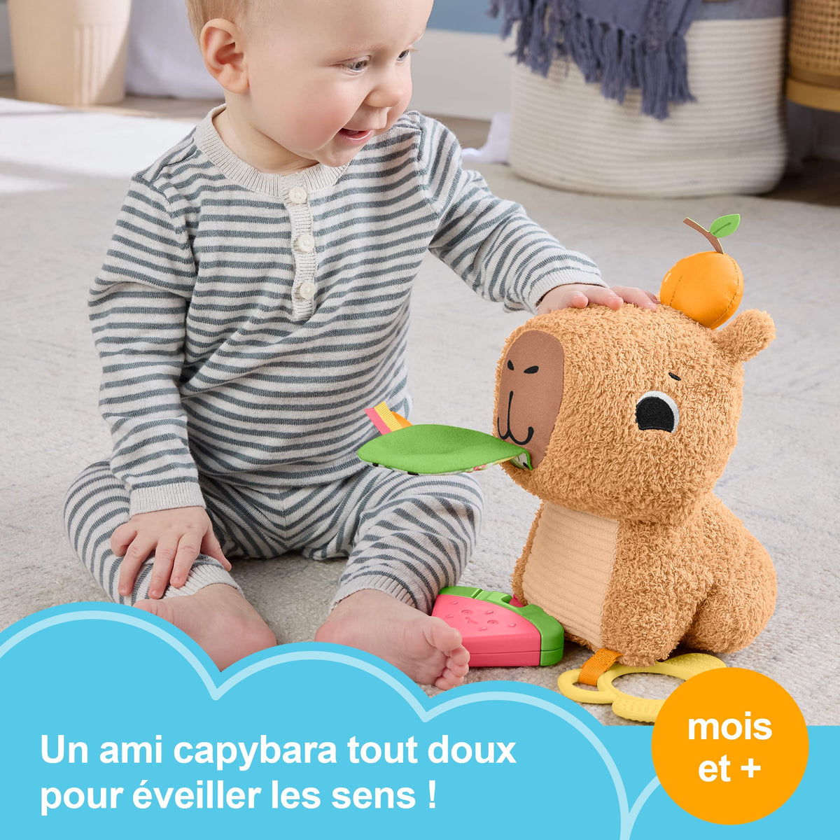 Fisher-Price-Mon Capybara Câlins-Peluche Anneau De Dentition Et Hochet - Des 3 mois- HYR54