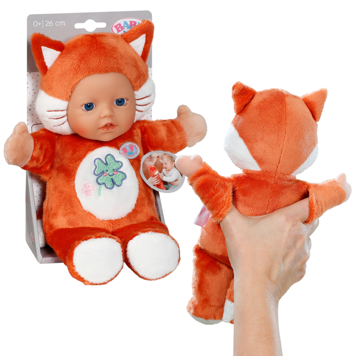 Poupon - BABY BORN - Poupon Renard - Petites oreilles douces et poches pour les doigts - 26 cm - Nouveau-né