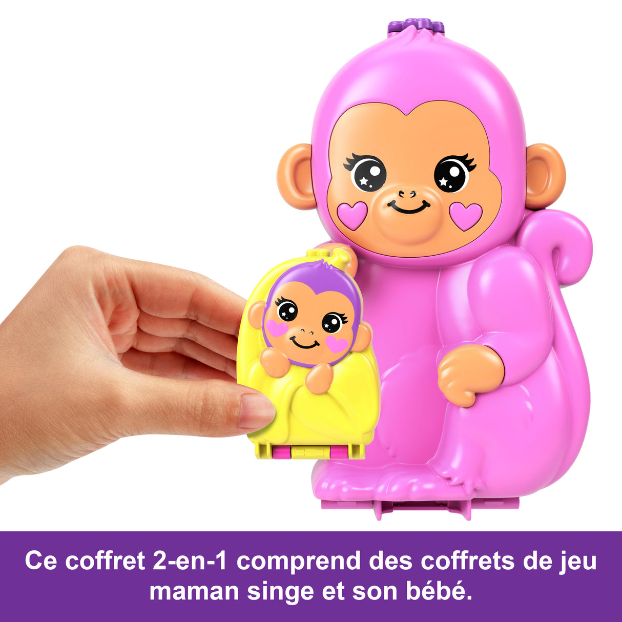 Polly Pocket-Maman Singe et Son Bébé-Coffret 2 mini-figurines HWP04