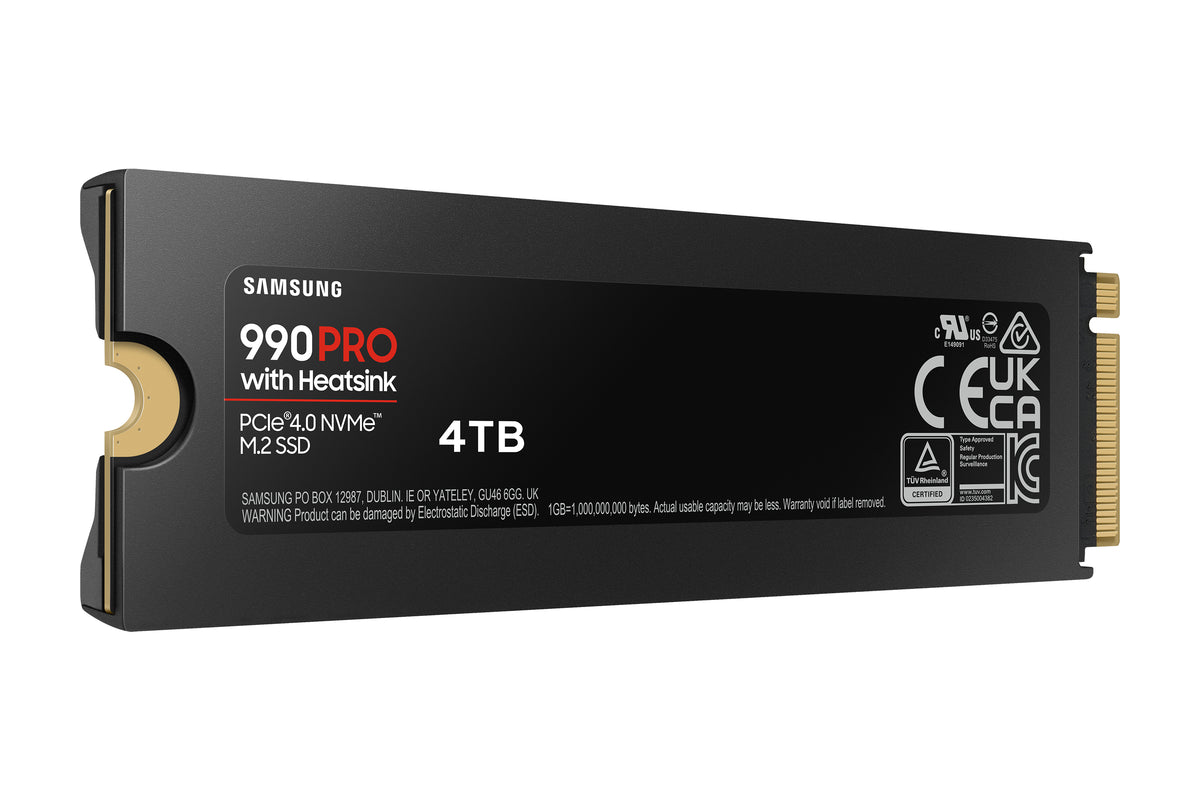SAMSUNG - 990 PRO avec dissipateur- SSD Interne - 4 To - NVMe M.2 PCIe 4.0x4 - Vitesse lecture jusqu'a 7 450 Mo/s