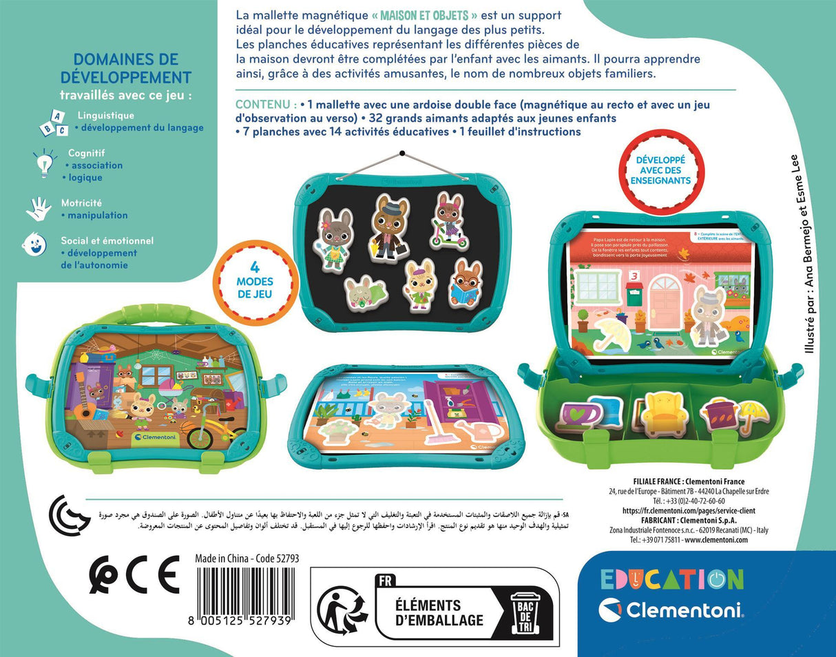 CLEMENTONI - Mallette magnétique - Mots et objets - Apprentissage - Des 2 ans