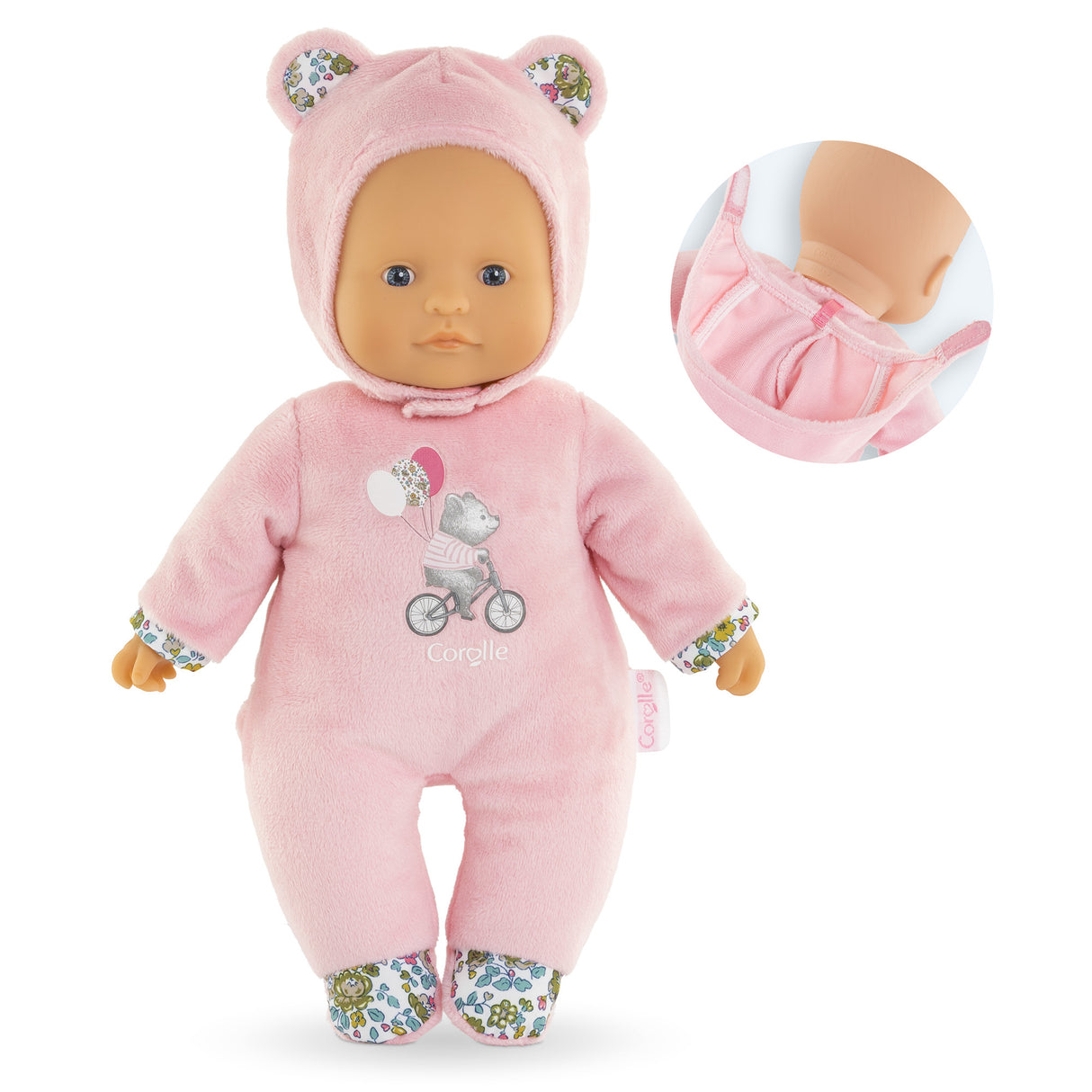 Mon Doudou COROLLE - Pti' Coeur Ours Rose - 30 cm - petit poupon - senteur de vanille - des 9 mois