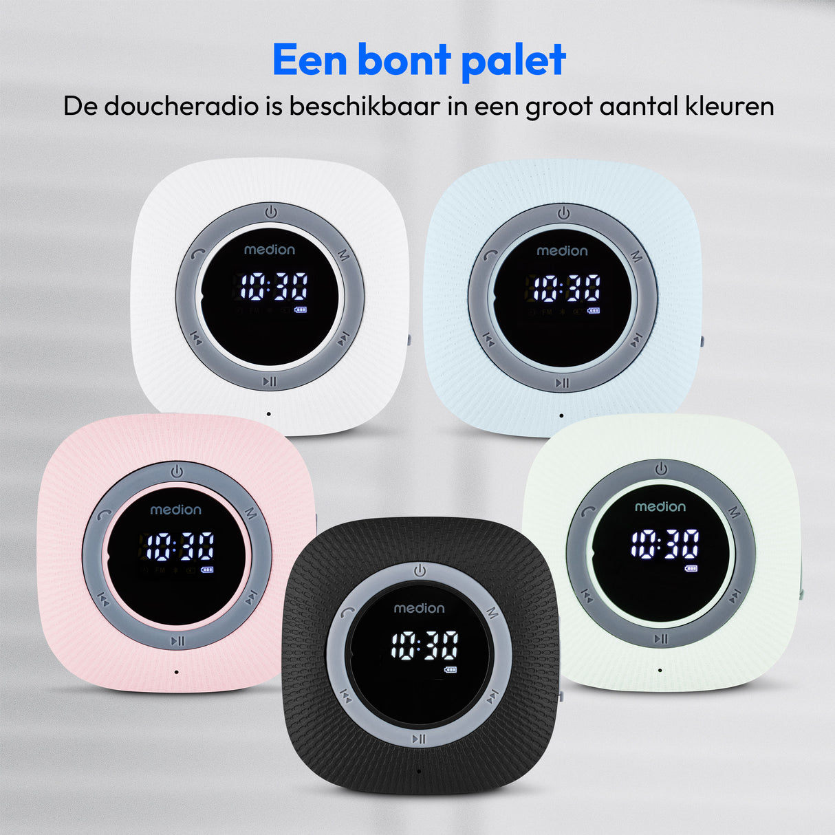 Radio de Douche - MEDION - FM - Bluetooth - IPX6 - Ventouse de fixation - Noir