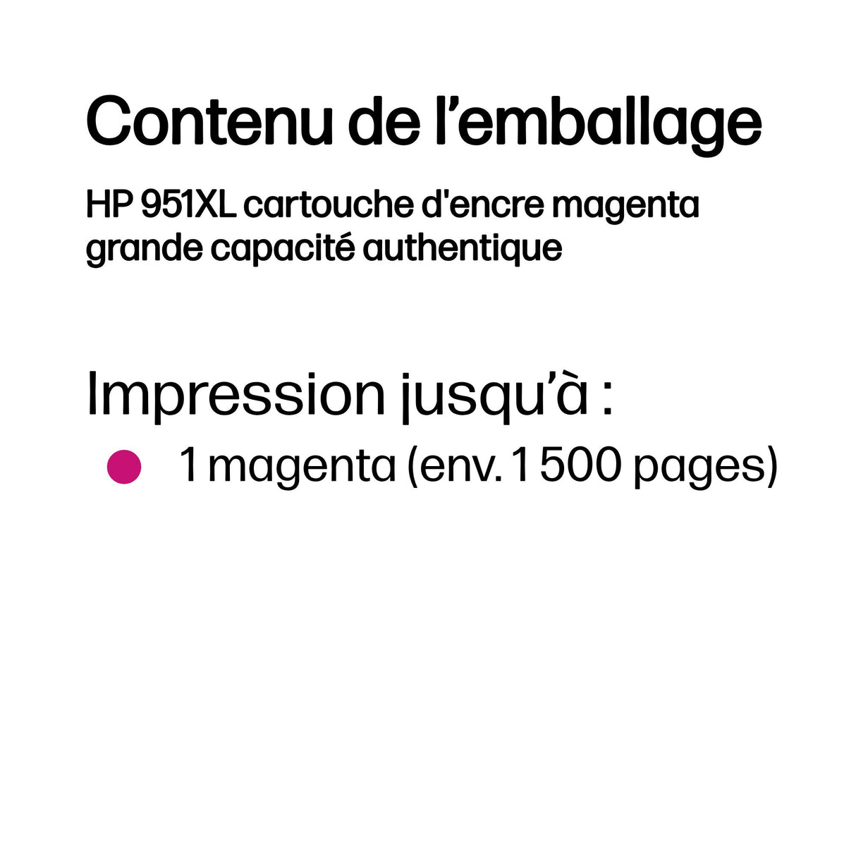 HP 951XL Cartouche d'encre magenta grande capacité authentique (CN047AE) pour HP OfficeJet Pro 251dw/276dw/8100/8600