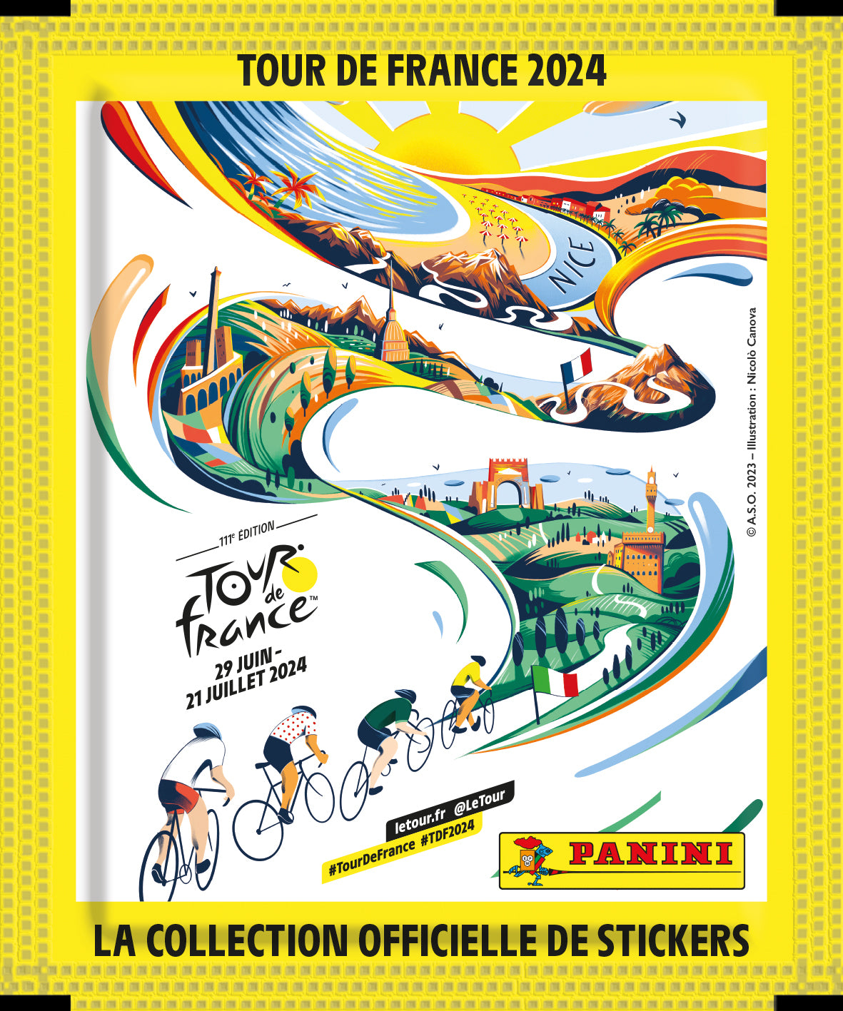 Boîte stickers - PANINI - Collection officielle Tour de France 2024 - Contient 36 pochettes de 5 stickers
