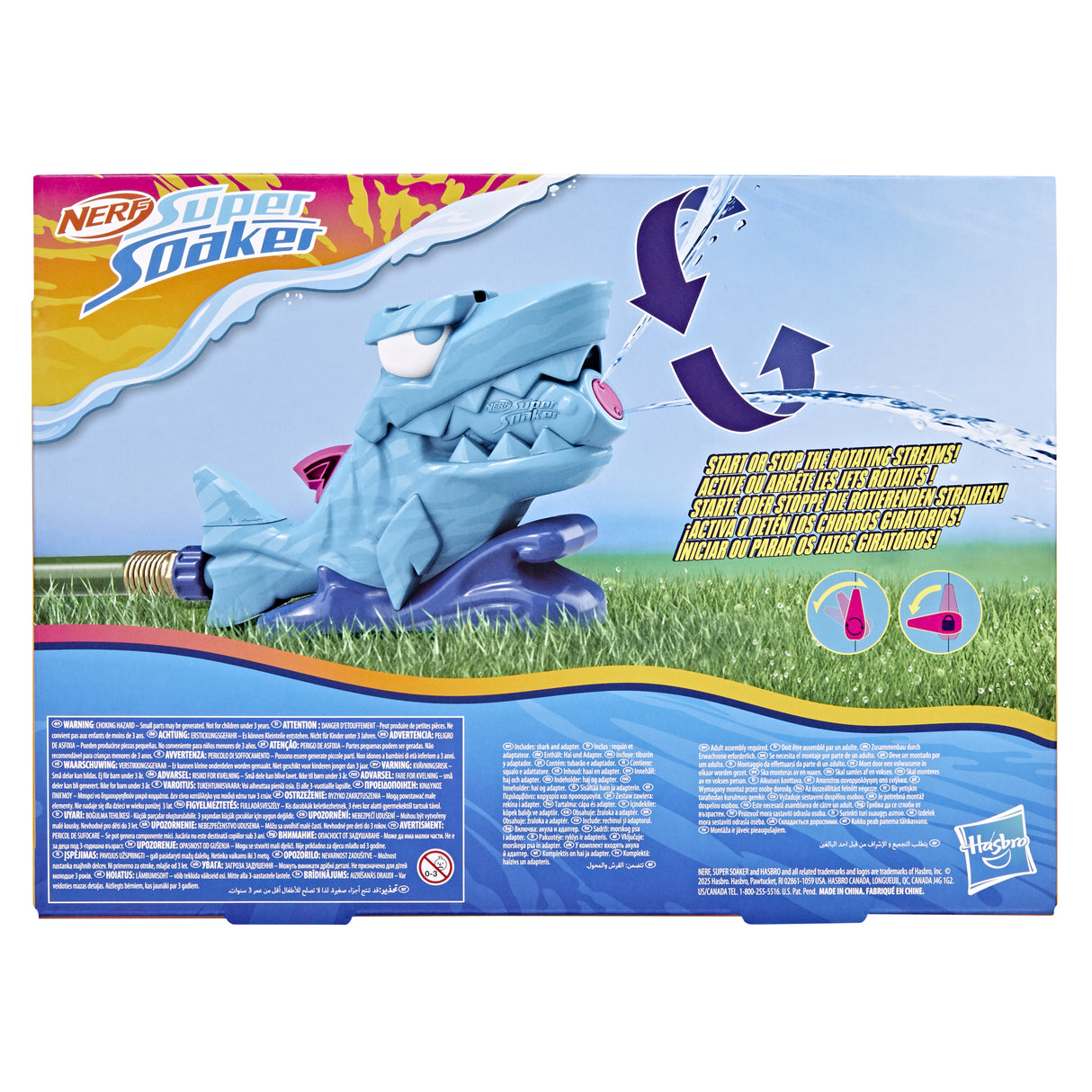 Nerf SOA Hop & Chomp, Jets d'eau, mâchoire articulée, se raccorde au Tuyau d'arrosage, Nerf Super Soaker, des 3 ans
