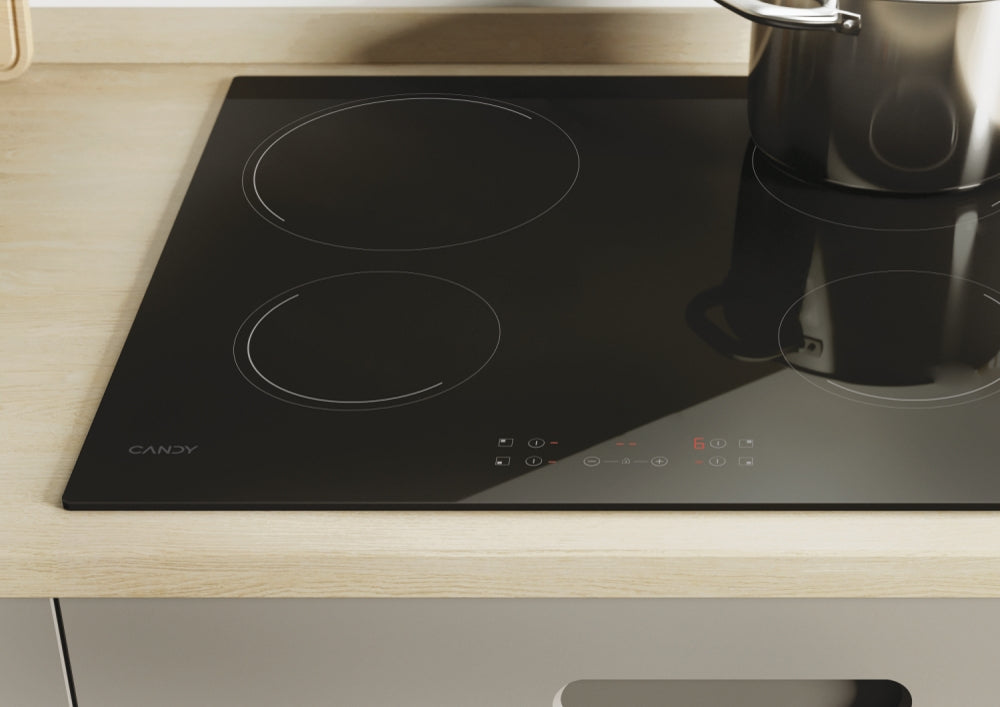 Plaque de cuisson vitrocéramique CANDY CH64CCB - 4 foyers - L 59 cm - Noir