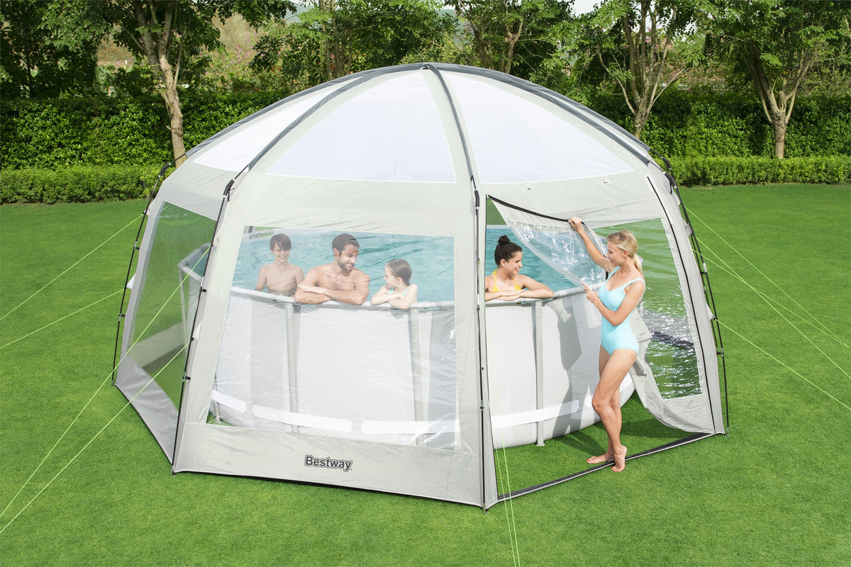 BESTWAY - Dôme de protection pour piscine - Octogonal 600 x 600 x 295 cm - Gris