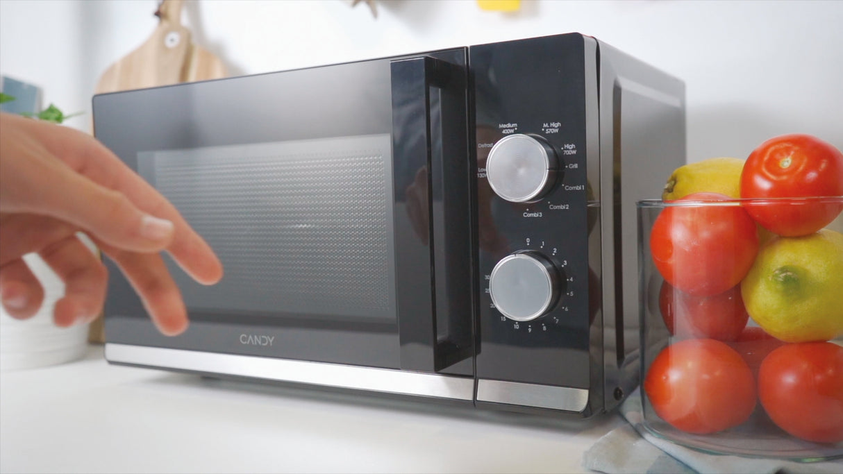 Micro-ondes Gril CANDY CMG20TNMB Moderna 20L 700W - Gril 900W - UI mécanique 6 niveaux de puissance - Fonction Décongélation poids