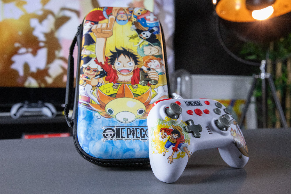 Manette de jeu - Nintendo Switch, Switch 2 et PC - One Piece - Filaire - Blanc - Fonction vibration - Câble 3 m - Luffy - Konix