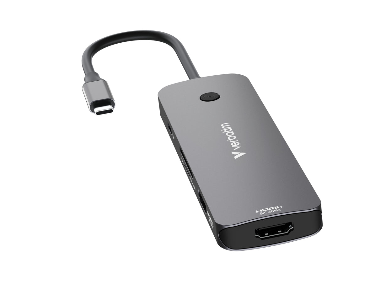Station d'accueil portable USB-C 3.2 Verbatim Hub Pro Multiports 8 (Gris)