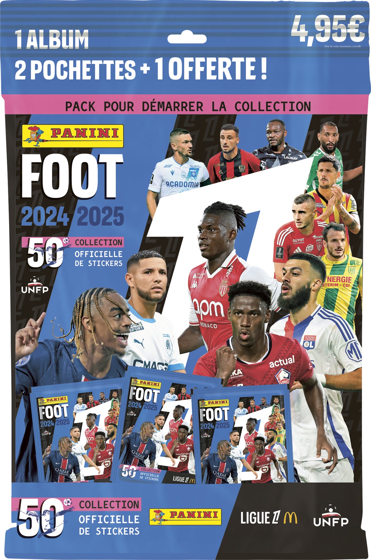 Starter Pack - PANINI - Foot Ligue 1 2024-2025 - McDonald's - Album - 2 pochettes - 1 offerte