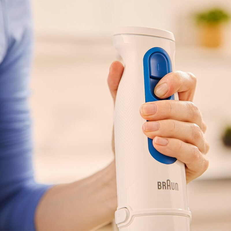Mixeur plongeant - BRAUN - MultiQuick MQ30001M - 900 W - 2 vitesses - Blanc / Bleu