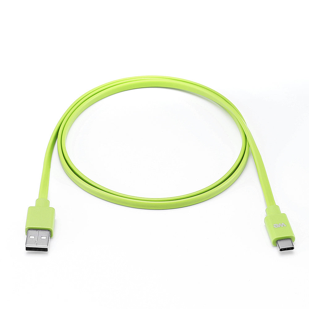 C ble USB-C m le/USB A m le plat 1 m - USB 3.1 gen 2 - vert ne s'emm le pas