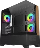 Boitier Moyen Tour ATX Cooler Master Elite 690 Wood RGB avec panneaux vitrés (Noir/Marron)