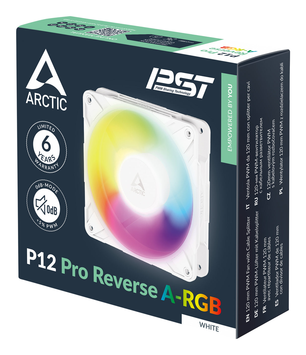 Ventilateur de boitier Arctic P12 Pro Reverse RGB - 12cm (Blanc)
