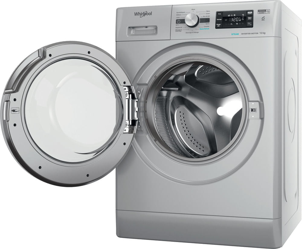 Lave-linge hublot WHIRLPOOL FFBP10489SBSVFR - 10 kg - Induction - L60cm - 1400 trs/min - Classe A-20% - Silver