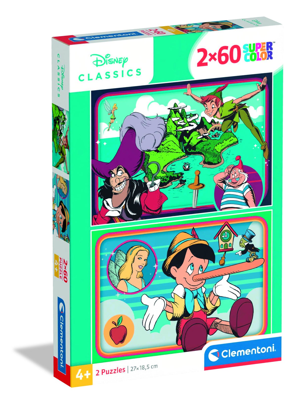 Puzzle Enfant Disney Classic 2x60 pieces Walt Disney, Fabriqué en Italie, 24823, Clementoni