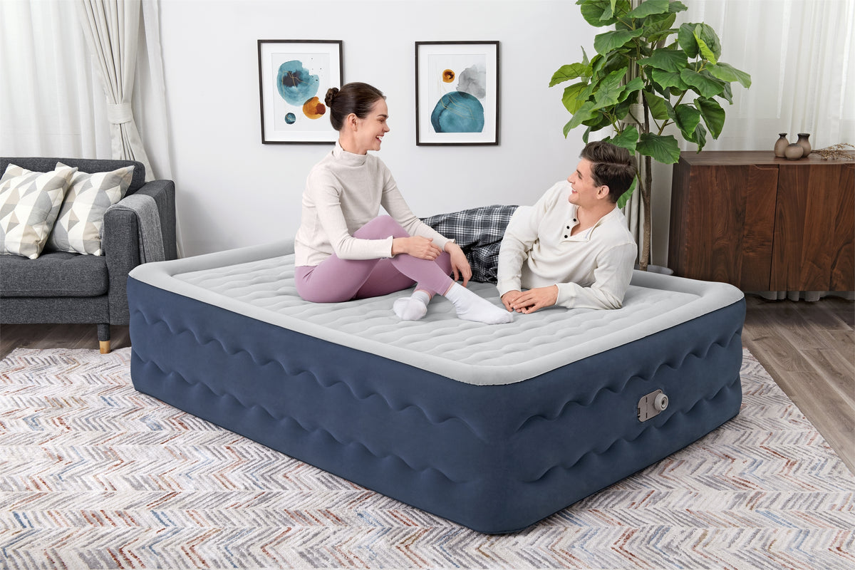 BESTWAY Bestway Lit gonflable 2 places TruLeisure pompe électrique intégrée 203x152x51cm
