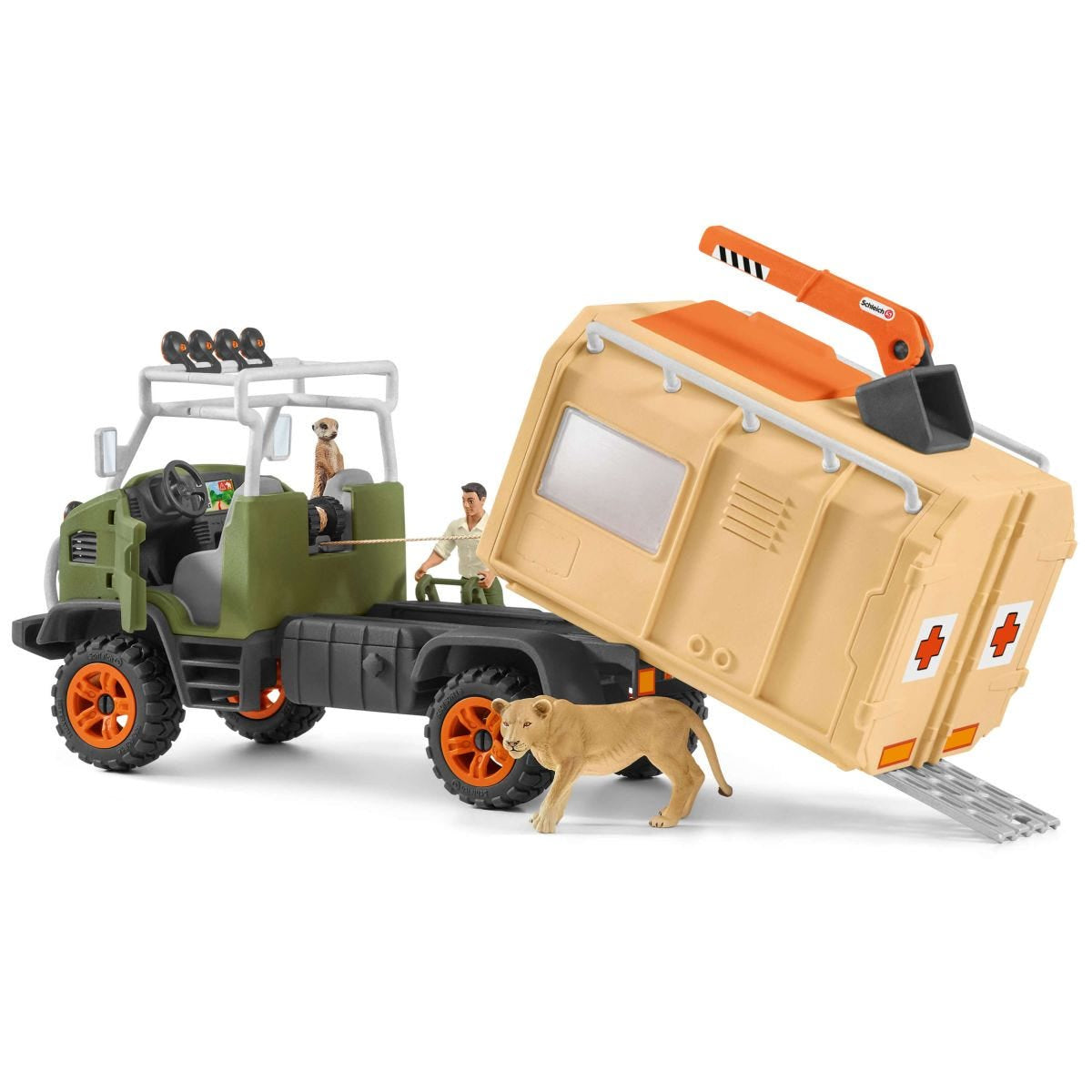 Gros camion de sauvetage d'animaux, coffret de jeu de 45 pieces avec 2 figurines d'animaux, 1 figurine de ranger articulée et des