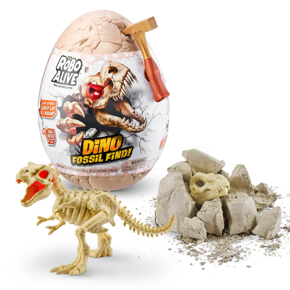 Jeu de fouille - ZURU - ROBO ALIVE Dino Fossil Find - 4 dinos a assembler - Roche et slime - Fossiles a collectionner