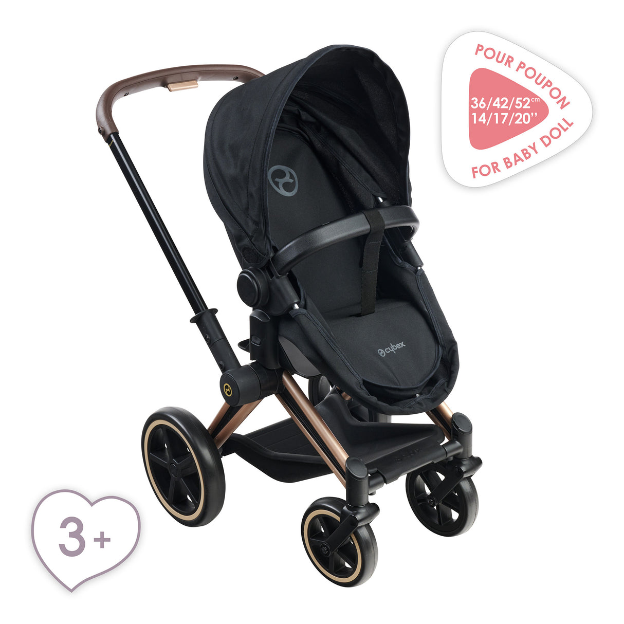 Landau 3-en-1 - COROLLE - Cybex Priam - Pour poupons de 36 a 42 cm - Gris - Des 3 ans