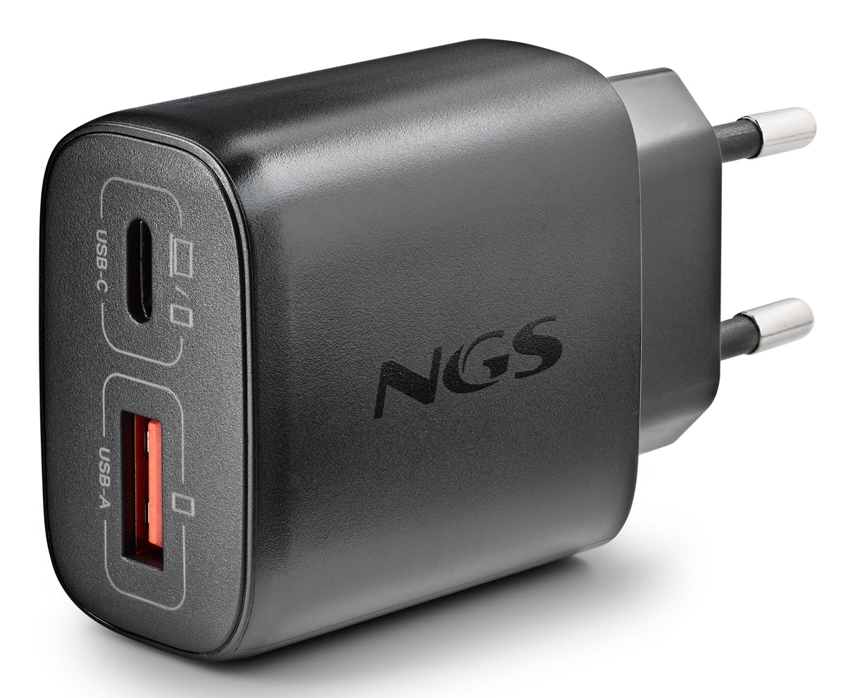 Chargeur secteur NGS Era 1x USB-C + 1x USB-A 45W (Noir)