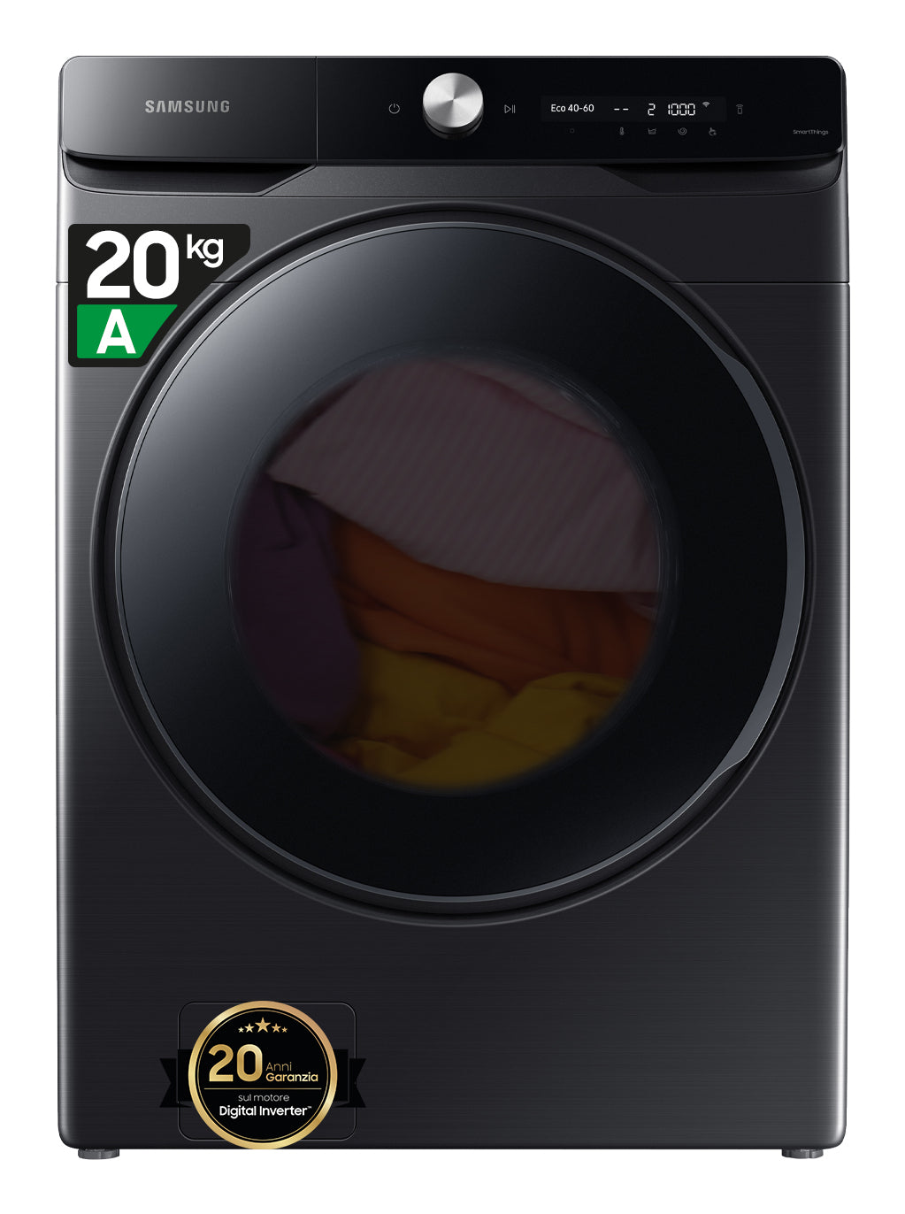 Lave-linge hublot SAMSUNG Ecobubble™ WF20DG8650BV - 20 kg - Digital Inverter - L68,6cm - 1000 trs/min - Classe A - Noir