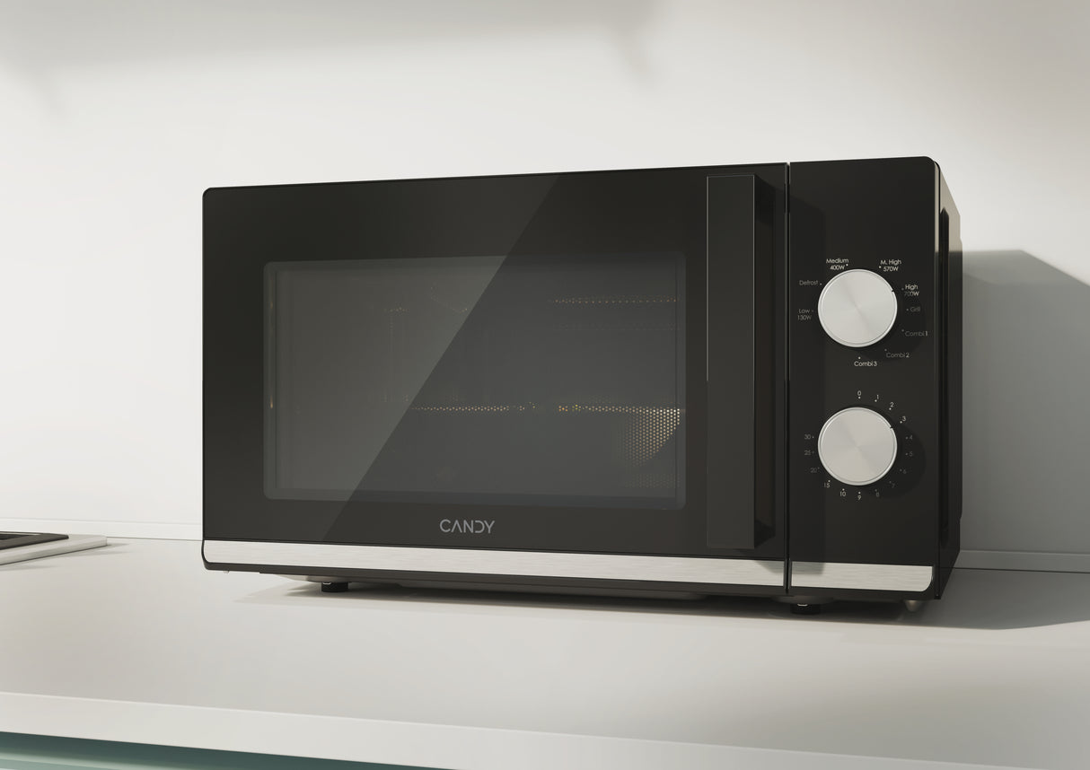 Micro-ondes Gril CANDY CMG20TNMB Moderna 20L 700W - Gril 900W - UI mécanique 6 niveaux de puissance - Fonction Décongélation poids