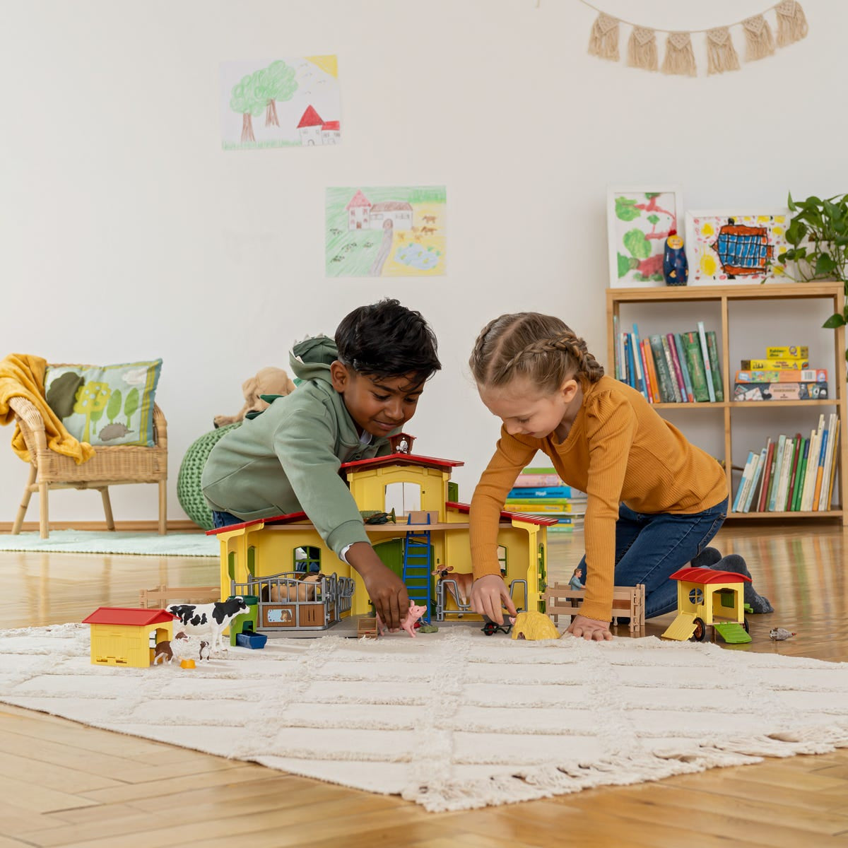 Coffret ferme éducative de 92 pieces avec animaux et accessoires, figurine miniature, Schleich 42605 Farm World