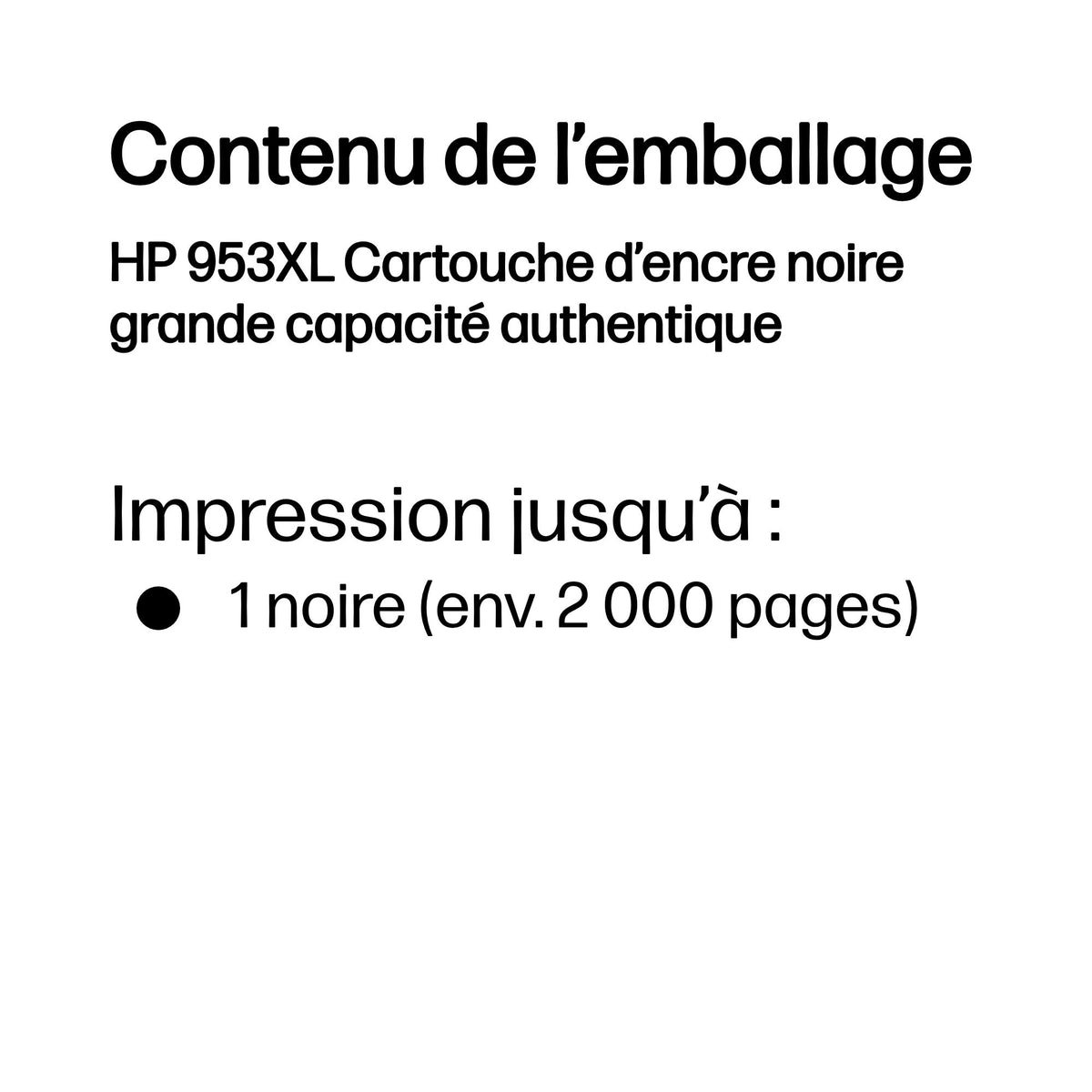 HP 953XL Cartouche d'encre noire grande capacité authentique (L0S70AE) pour HP OfficeJet Pro 8710/8715/8720
