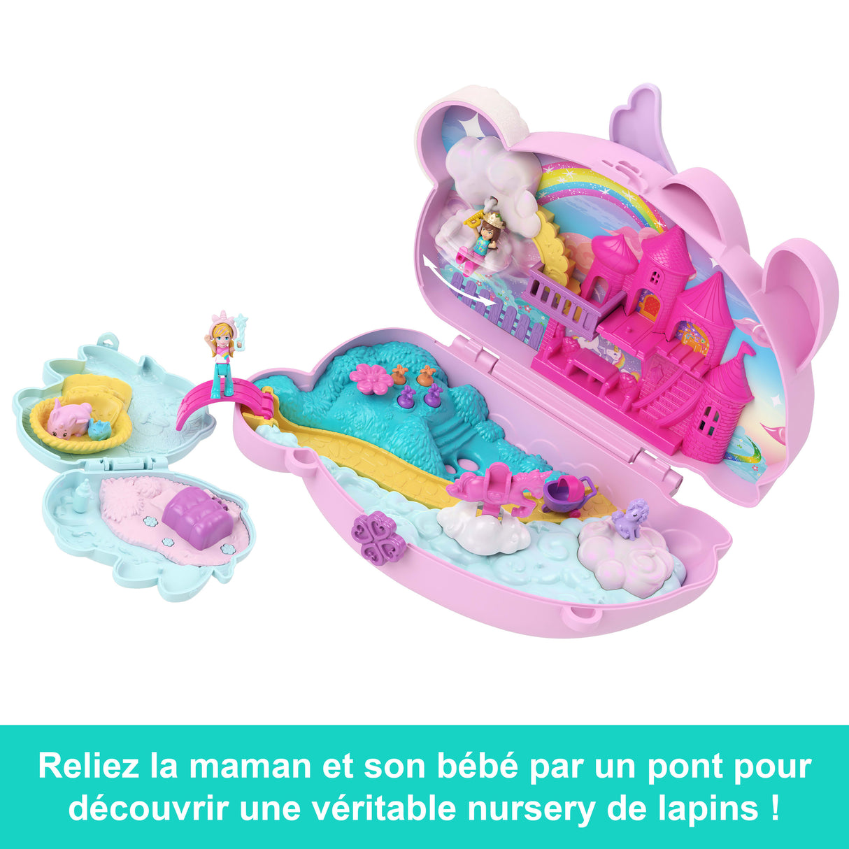 Polly Pocket - Coffret 2 en 1 Lapin - Avec 2 figurines et 12 accessoires - Polly Pocket - JFT88