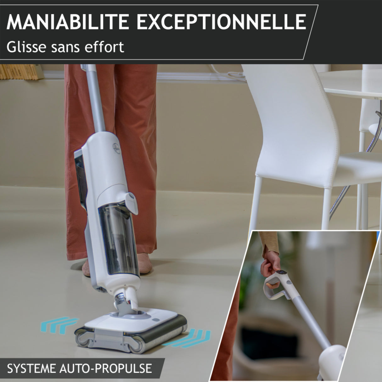 HOOVER HW500 - Aspirateur Balai Laveur sans Fil Eau et Poussiere - Double Rouleau - Moteur Haute Performance 230W