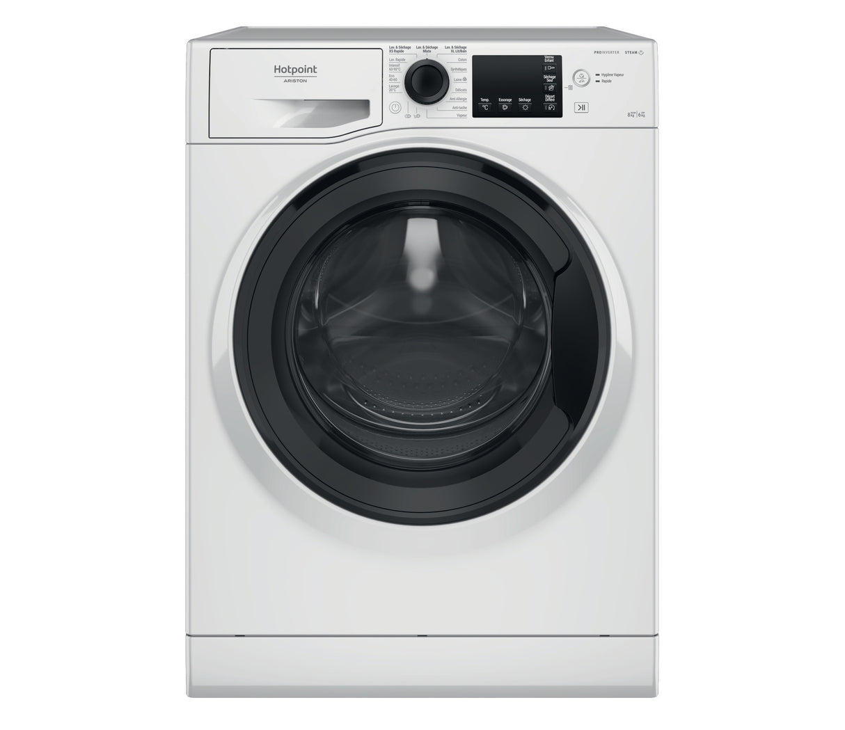Lave-linge séchant HOTPOINT NDB8635KFR - 8 / 6 kg - Induction - L60cm - 1400 trs/min - Blanc